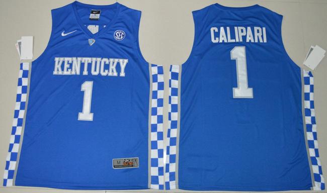 Men's Kentucky Wildcats #1 John Calipari NCAA Basketball Jersey Blue