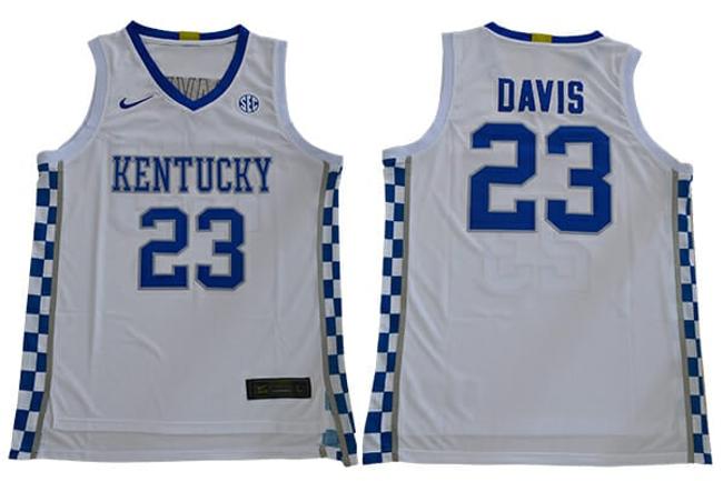 Men's Kentucky Wildcats #23 Anthony Davis NCAA Basketball Jersey White