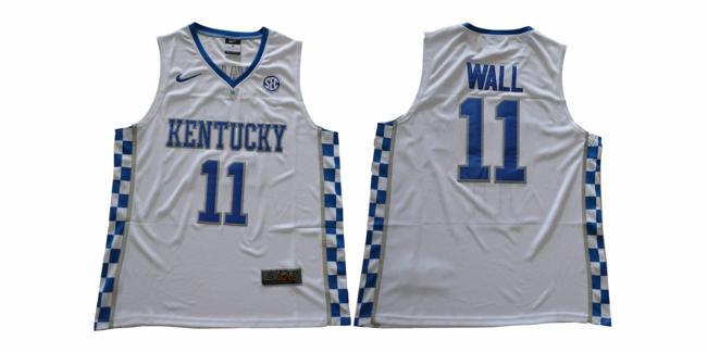 Men's Kentucky Wildcats #11 Wall NCAA Basketball Jersey White