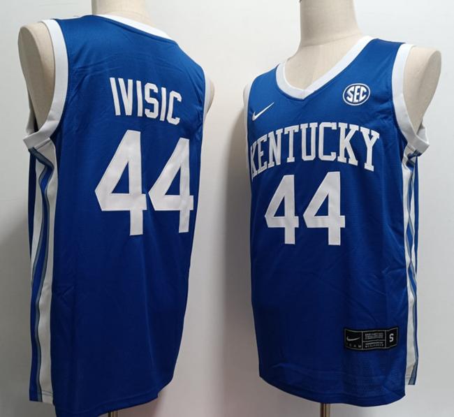 Men's Zvonimir Ivisic Jersey #44 Kentucky Wildcat College Basketball Stitched Blue