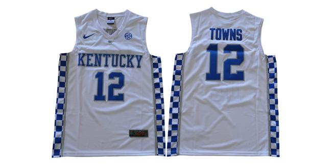 Men's Kentucky Wildcats #12 Towns NCAA Basketball Jersey White