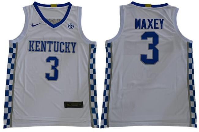 Men's Kentucky Wildcats #3 Maxey NCAA Basketball Jersey White