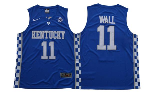 Men's Kentucky Wildcats #11 Wall SEC Logo NCAA Basketball Jersey Blue