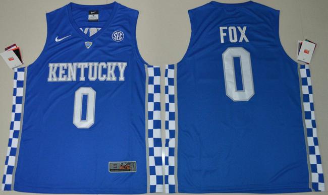 Men's Kentucky Wildcats #0 DeAaron Fox NCAA Basketball Jersey Blue