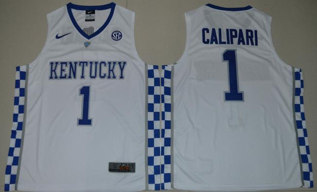 Men's Kentucky Wildcats #1 John Calipari NCAA Basketball Jersey White