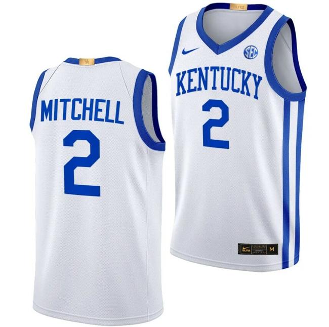 Men's Kentucky Wildcats Tre Mitchell Jersey #2 College Basketball White 2022-23