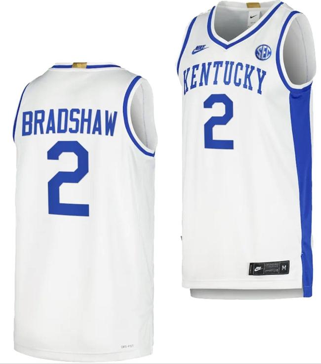 Men's Kentucky Wildcats Aaron Bradshaw Jersey #2 Limited Retro Basketball White 2023-24