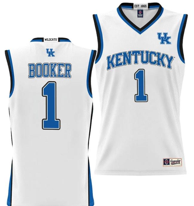 Men's Devin Booker Jersey #1 Kentucky Wildcats NIL College Basketball Lightweight White