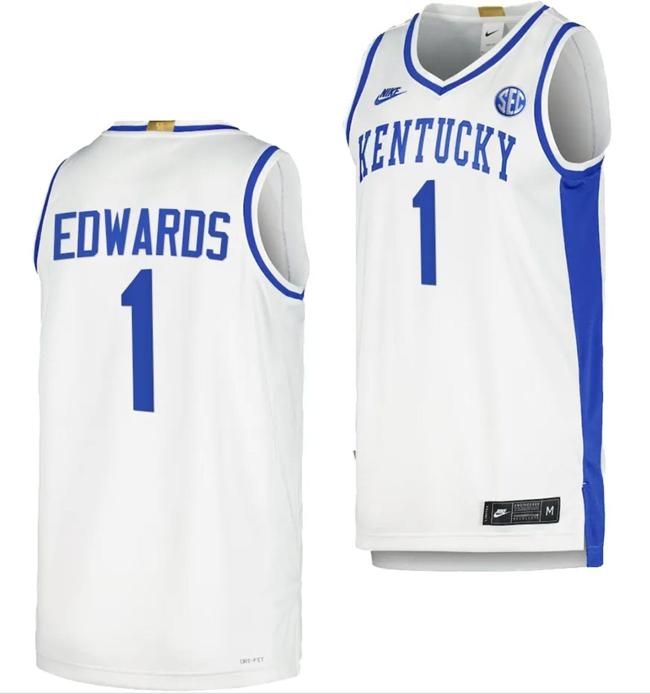 Men's Kentucky Wildcats Justin Edwards Jersey #1 Limited Retro Basketball White 2023-24