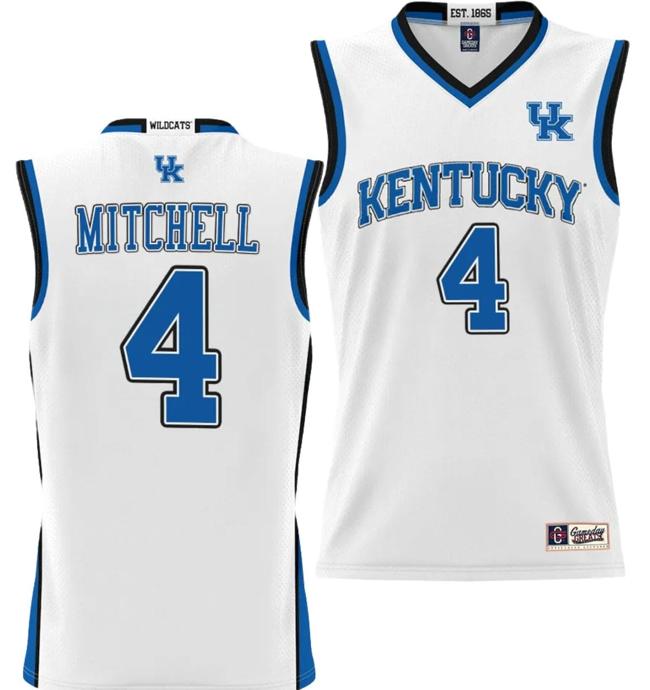 Men's Tre Mitchell Jersey #4 Kentucky Wildcats NIL College Basketball Lightweight White