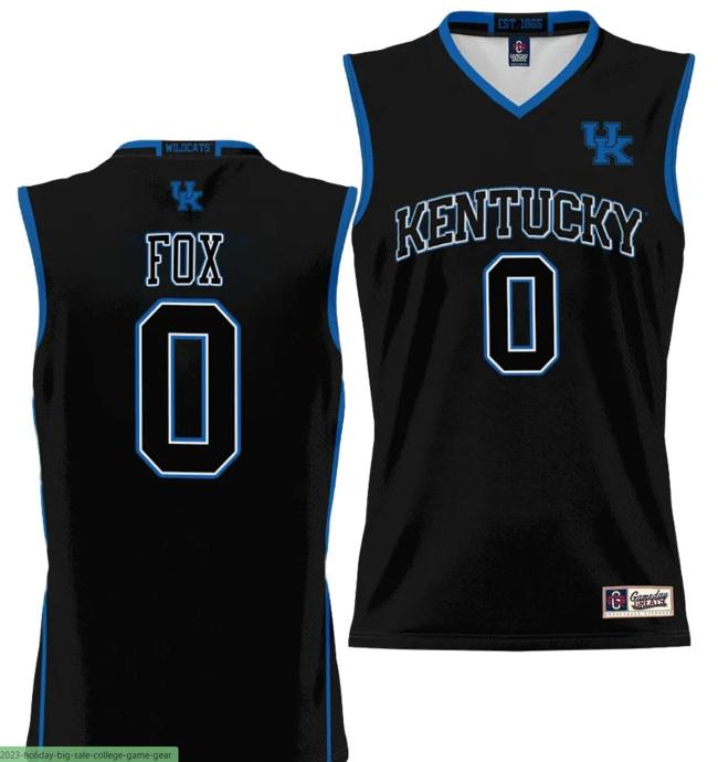 Men's De'Aaron Fox Jersey #0 Kentucky Wildcats NIL College Basketball Lightweight Black