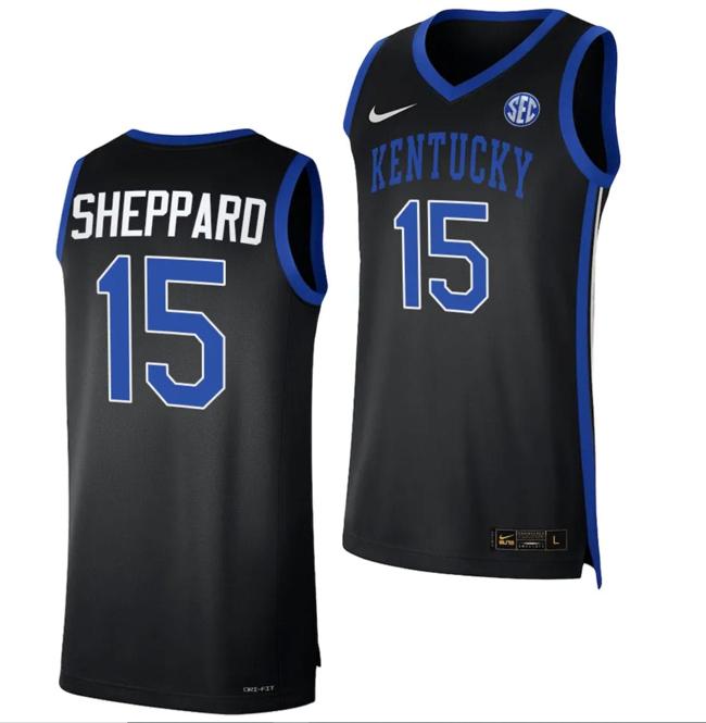 Men's Reed Sheppard Jersey #15 Kentucky Wildcats Limited College Basketball Alternate Black