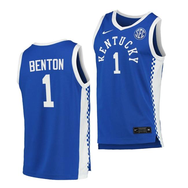 Men's Robyn Benton Jersey Kentucky Wildcats College Basketball NCAA eligibility Jersey 2023 WNBA Draft Blue #1