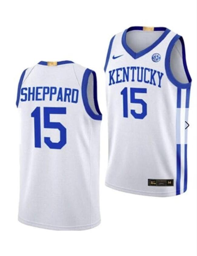 Men's Reed Sheppard Jersey #15 Kentucky Wildcats NIL College Basketball Lightweight White