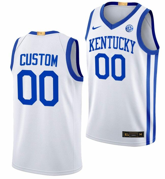 Men's Custom Kentucky Wildcats Jersey Name and Number College Basketball White Elite 2022-23