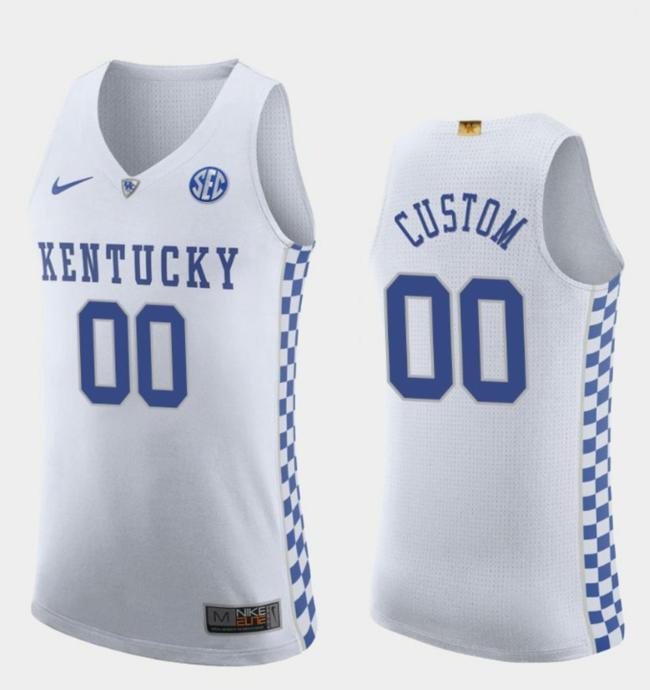 Men's Custom Kentucky Wildcats Jersey Name and Number College Basketball White