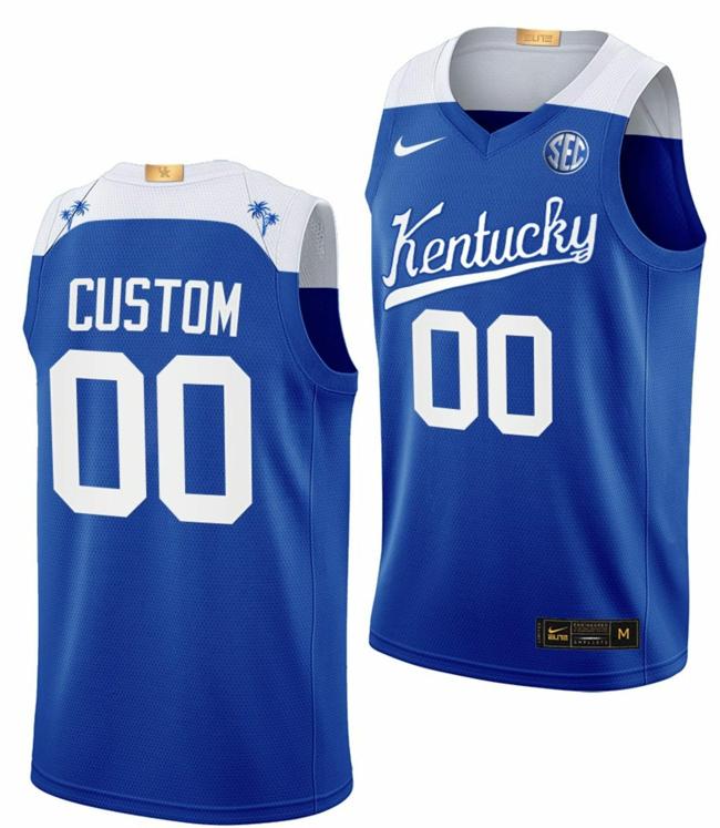 Men's Custom Kentucky Wildcats Jersey Name and Number College Basketball Blue Elite 2022-23