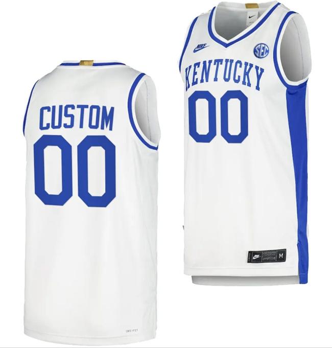 Men's Custom Kentucky Wildcats Jersey Name and Number Limited Retro Basketball White 2023-24