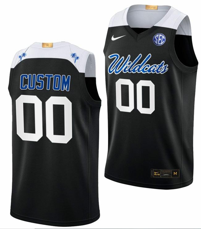 Men's Custom Kentucky Wildcats Jersey Name and Number College Basketball Black Elite