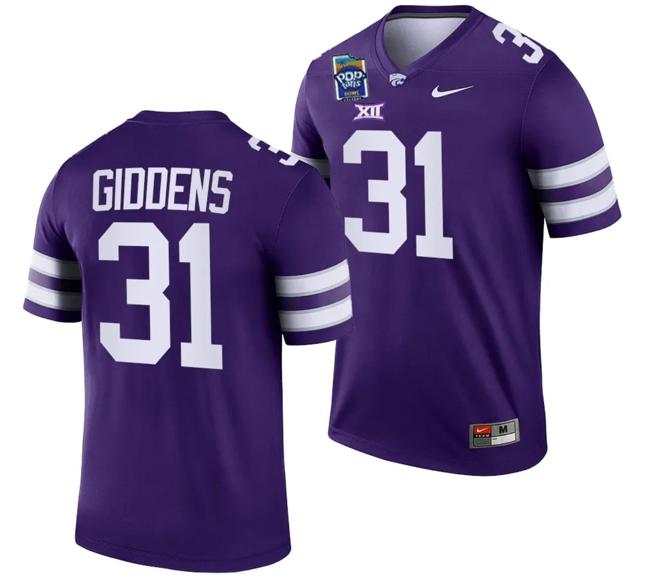 Men's DJ Giddens Jersey #31 Kansas State Wildcats 2023 Pop-Tarts Bowl Football Purple