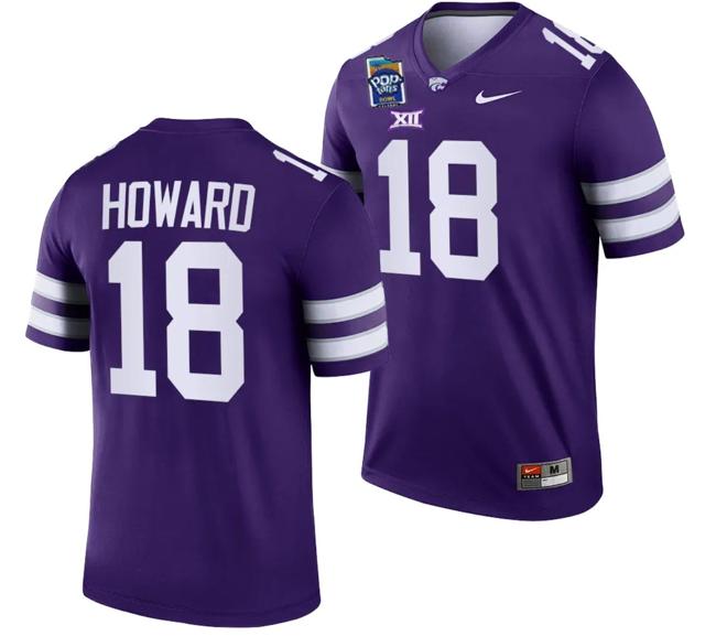 Men's Will Howard Jersey #18 Kansas State Wildcats 2023 Pop-Tarts Bowl Football Purple