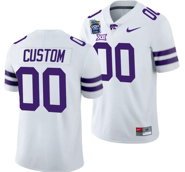 Men's Custom Kansas State Wildcats Jersey Name and Number 2023 Pop-Tarts Bowl Football White