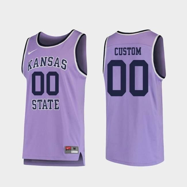 Men's Custom Name Number Kansas State Wildcats Purple Replica College Basketball Jersey