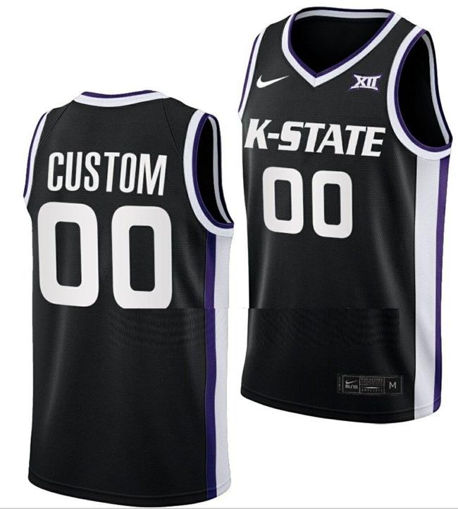 Men's Custom Kansas State Wildcats Jersey Name and Number College Basketball Black