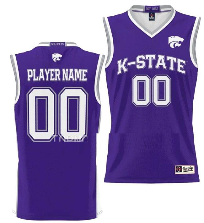 Men's Custom Kansas State Wildcats Jersey Name and Number College Basketball NIL Pick-A-Player Purple