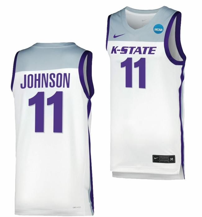 Men's Keyontae Johnson Jersey Kansas State Wildcats College Basketball 2023 NCAA March Madness White #11