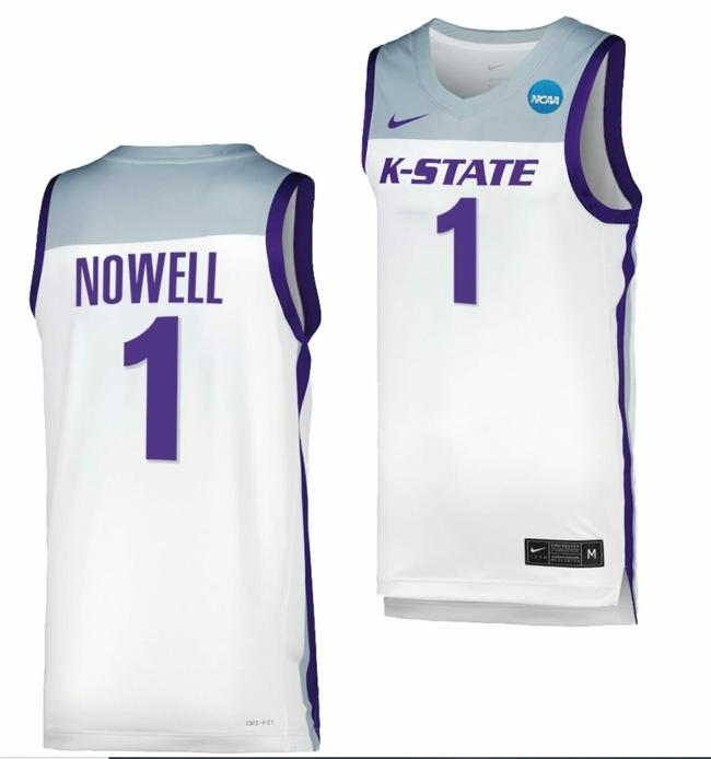 Men's Markquis Nowell Jersey Kansas State Wildcats College Basketball 2023 NCAA March Madness White #1