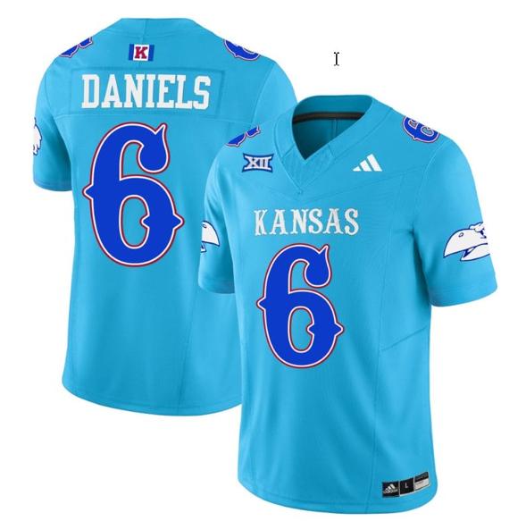 Men's Jalon Daniels Jersey #6 Kansas Jayhawks Blackhawk Vapor Limited Football Old KU