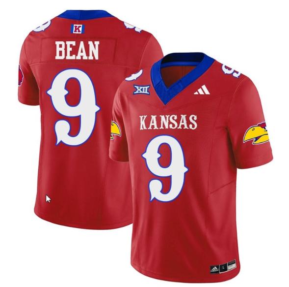 Men's Jason Bean Jersey #9 Kansas Jayhawks Blackhawk Vapor Limited Football Red