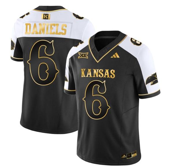 Men's Jalon Daniels Jersey #6 Kansas Jayhawks Blackhawk Gold Vapor Football Alternate