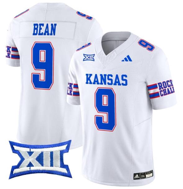 Men's Jason Bean Jersey #9 Kansas Jayhawks 2024 Vapor College Football Vapor Limited White