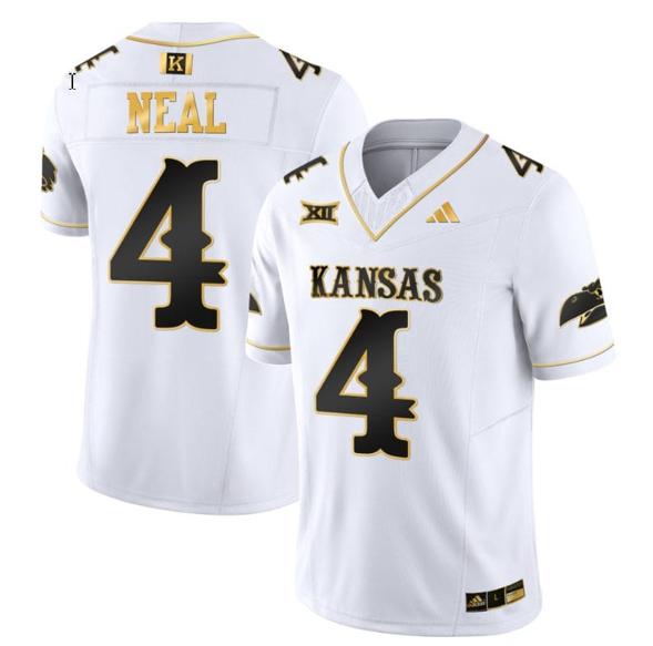 Men's Devin Neal Jersey #4 Kansas Jayhawks Blackhawk Gold Vapor Football White Gold