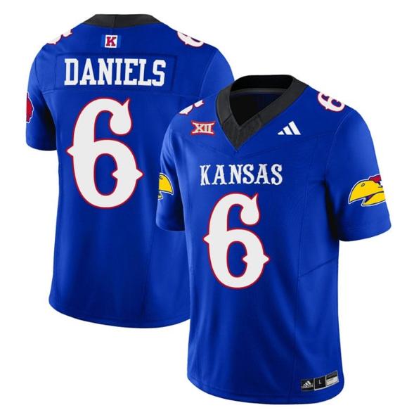 Men's Jalon Daniels Jersey #6 Kansas Jayhawks Blackhawk Vapor Limited Football Royal