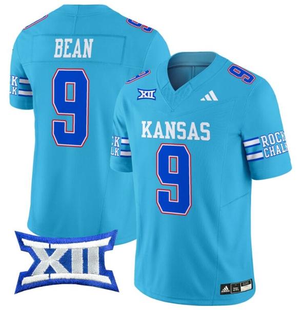 Men's Jason Bean Jersey #9 Kansas Jayhawks 2024 Vapor College Football Vapor Limited Old Ku