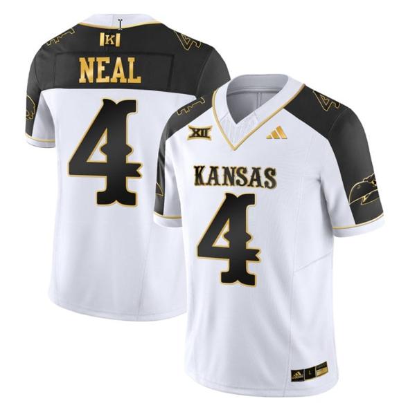 Men's Devin Neal Jersey #4 Kansas Jayhawks Blackhawk Gold Vapor Football Inverted