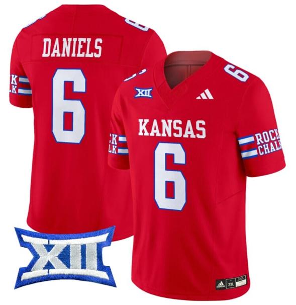 Men's Jalon Daniels Jersey #6 Kansas Jayhawks 2024 Vapor College Football Vapor Limited Red