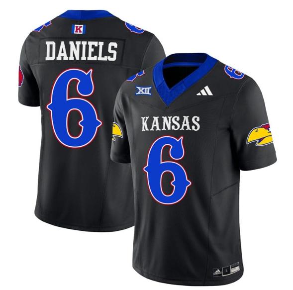 Men's Jalon Daniels Jersey #6 Kansas Jayhawks Blackhawk Vapor Limited Football Black