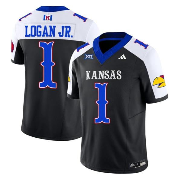 Men's Kenny Logan Jr Jersey #1 Kansas Jayhawks Blackhawk Vapor Limited Football Alternate