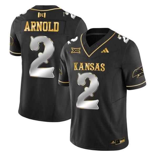 Men's Lawrence Arnold Jersey #2 Kansas Jayhawks Blackhawk Gold Vapor Football Black Limited