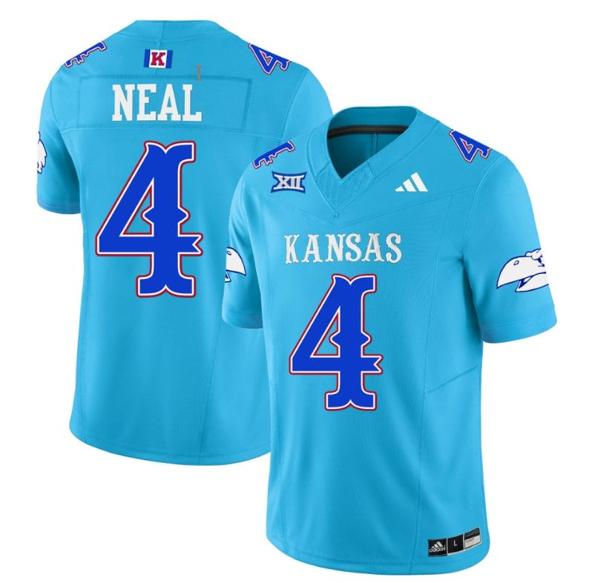 Men's Devin Neal Jersey #4 Kansas Jayhawks Blackhawk Vapor Limited Football Old KU