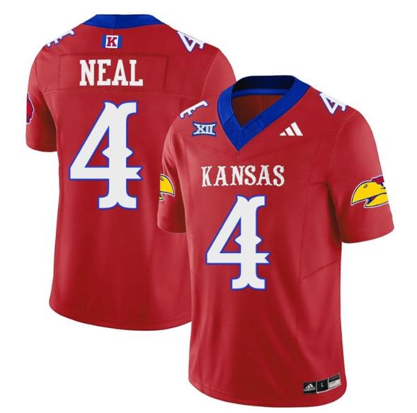 Men's Devin Neal Jersey #4 Kansas Jayhawks Blackhawk Vapor Limited Football Red