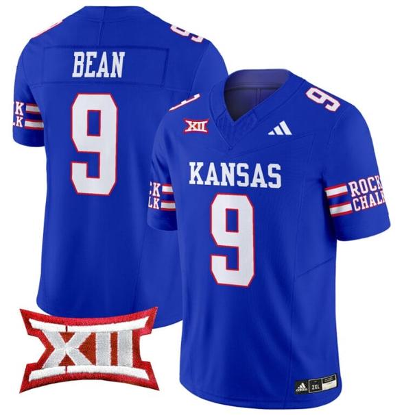 Men's Jason Bean Jersey #9 Kansas Jayhawks 2024 Vapor College Football Vapor Limited Royal