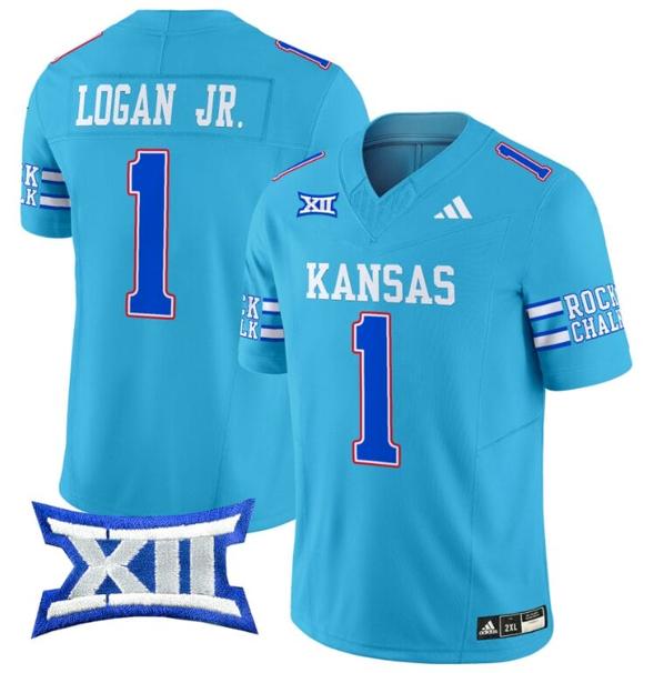 Men's Kenny Logan Jr Jersey #1 Kansas Jayhawks 2024 Vapor College Football Vapor Limited Old Ku