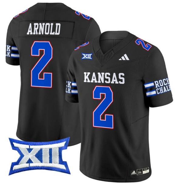 Men's Lawrence Arnold Jersey #2 Kansas Jayhawks 2024 Vapor College Football Vapor Limited Black