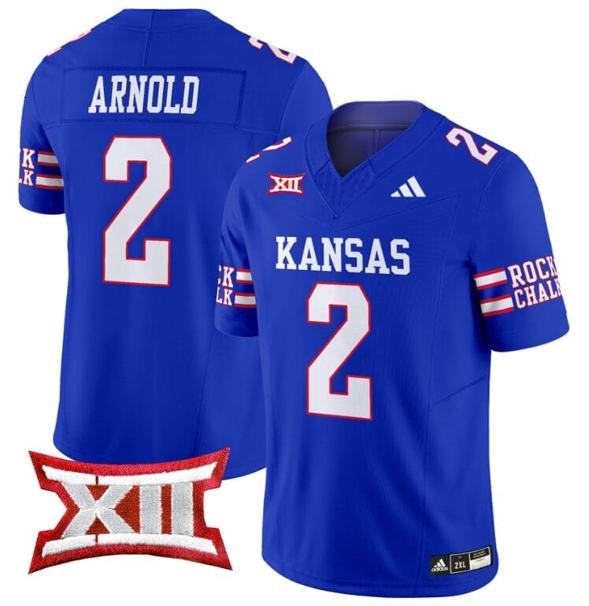 Men's Lawrence Arnold Jersey #2 Kansas Jayhawks 2024 Vapor College Football Vapor Limited Royal