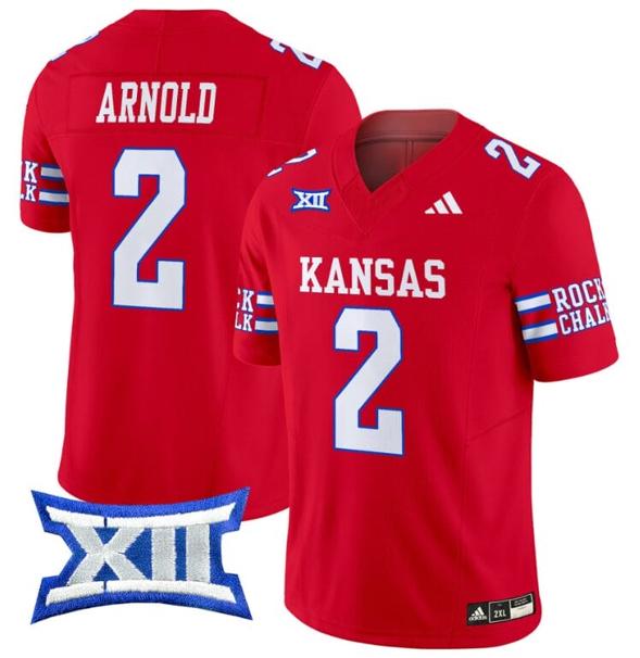 Men's Lawrence Arnold Jersey #2 Kansas Jayhawks 2024 Vapor College Football Vapor Limited Red